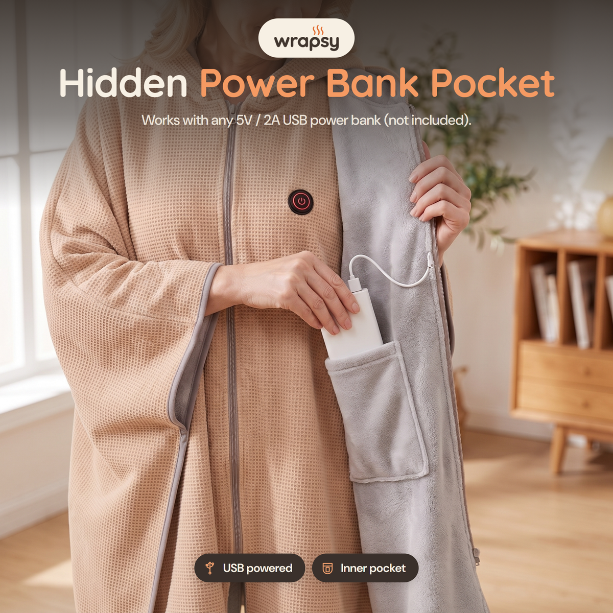 Wrapsy™ Heated Wearable Blanket