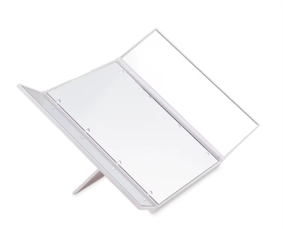 Portable LED Light Makeup Mirror Vanity Lights Compact Make up Pocket Mirrors Vanity Cosmetic Hand Folding Led Mirror Lamp
