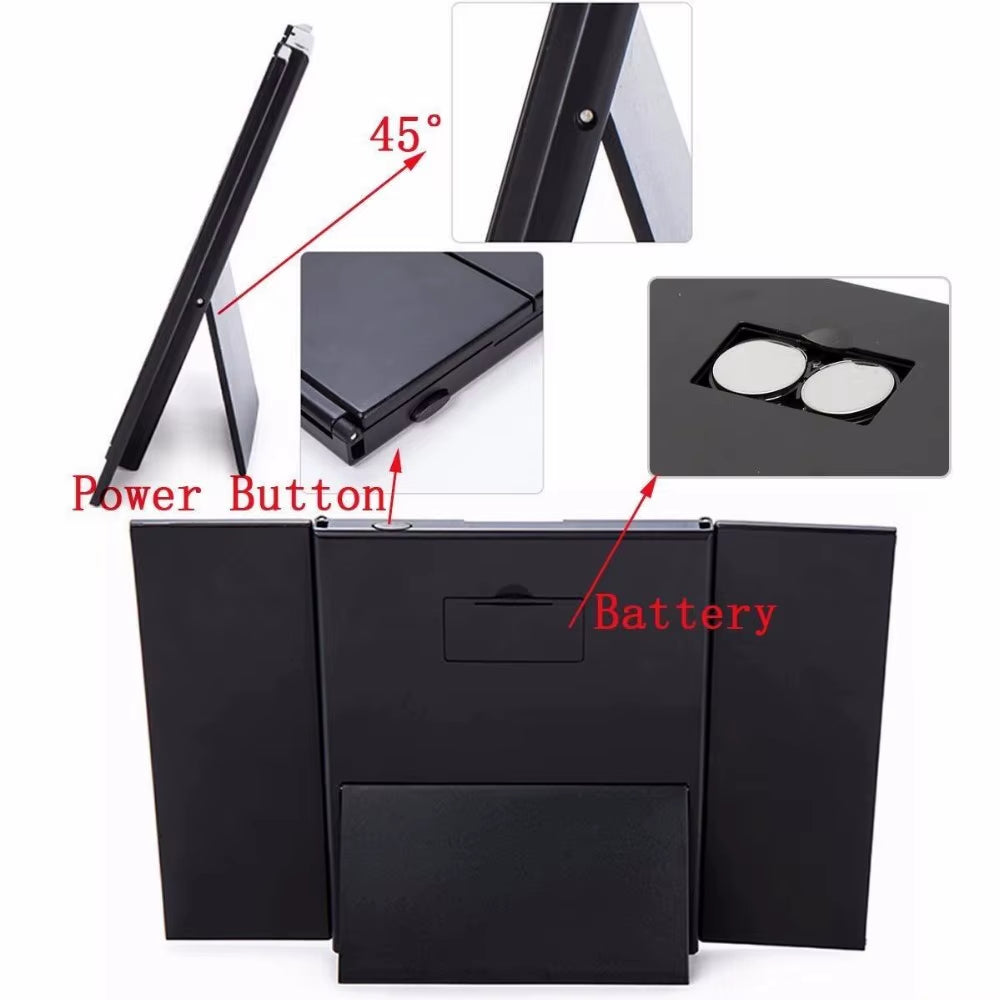 Portable LED Light Makeup Mirror Vanity Lights Compact Make up Pocket Mirrors Vanity Cosmetic Hand Folding Led Mirror Lamp
