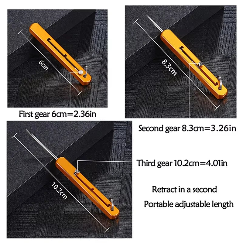 Portable EDC Retractable Toothpick High Strength Titanium Alloy Spring Push-Pull Fruit Pick Gift Keychain Pendant Tooth Pick