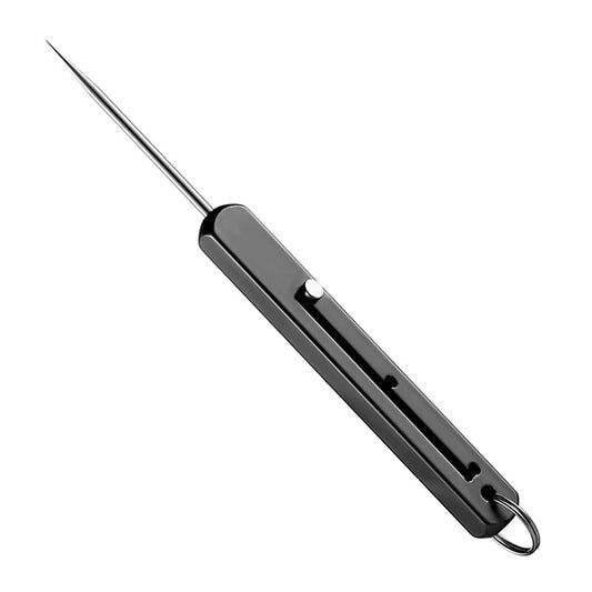 Portable EDC Retractable Toothpick High Strength Titanium Alloy Spring Push-Pull Fruit Pick Gift Keychain Pendant Tooth Pick