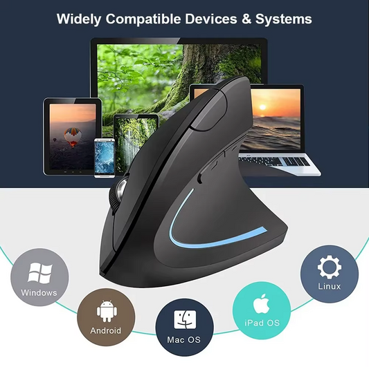 Vertical Mouse Ergonomic 2.4Ghz Wireless Optical Mice 3 Adjustable DPI 800/1200/1600 6 Buttons for Laptop PC Computer Desktop