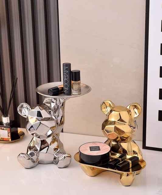 Bear Decoration Statue with Tray Storage